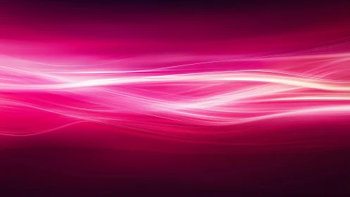 Abstract neon pink light waves on dark background, digital art.