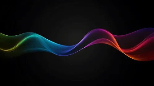 Multicolor sinusoidal light waves on black digital backdrop.