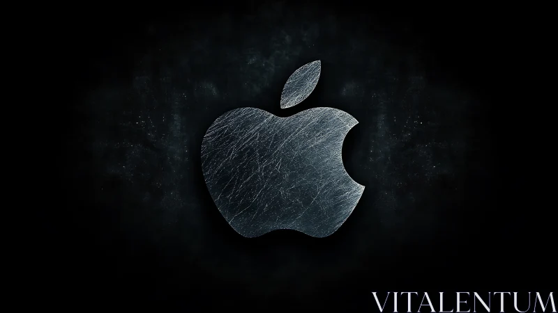 Textured Apple Logo Against Deep Digital Backdrop.