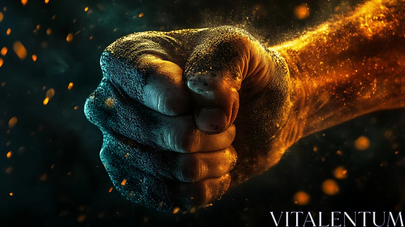 Luminescent Fist with Golden Energy Flux.