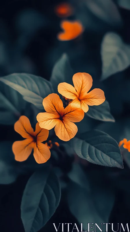 Orange Flowers with Dark Foliage