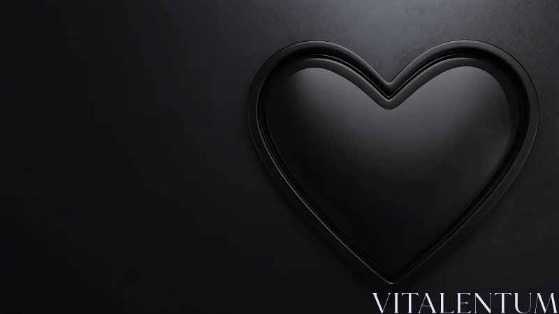 Dark Embossed Heart Form Against Textured Surface.