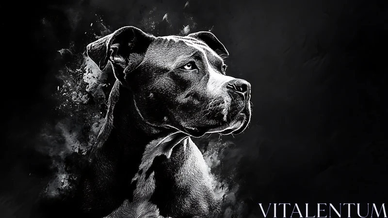 Monochrome canine portrait renders dramatic chiaroscuro study