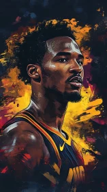 Basketball player portrait in stylized digital painting.