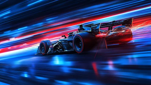 Electric night racer carving neon streaks of pure speed.