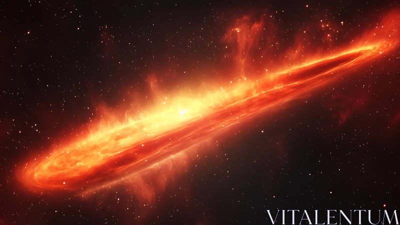 Spinning ring of cosmic fire drifting through quiet starlight.