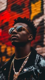 Street style confidence shines against bold urban graffiti wall