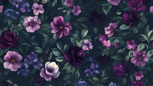 Midnight Bloom Symphony: Jewel-Toned Petals Dance.