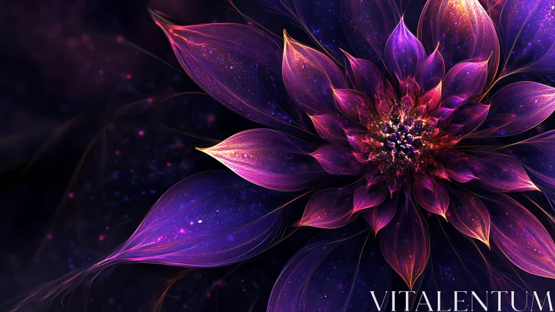Luminous cosmic flower rendered in vivid neon petals.