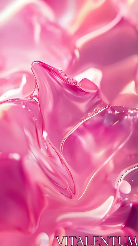 Liquid candy petals swirl in glossy neon pink waves