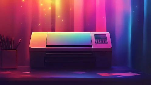 Neon Keyboard in Gradient Light Environment Setup.