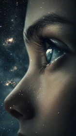 Starlit gaze reveals a quiet universe reflected in one eye