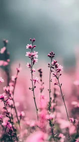 Delicate Pink Blooms Dancing Through Dreamy Haze.