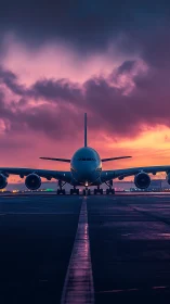 Sunset runway crowns a waiting wide body like a sky monarch