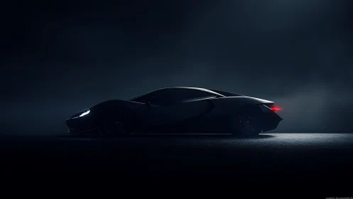 Midnight hypercar whispers through the fog of quiet speed
