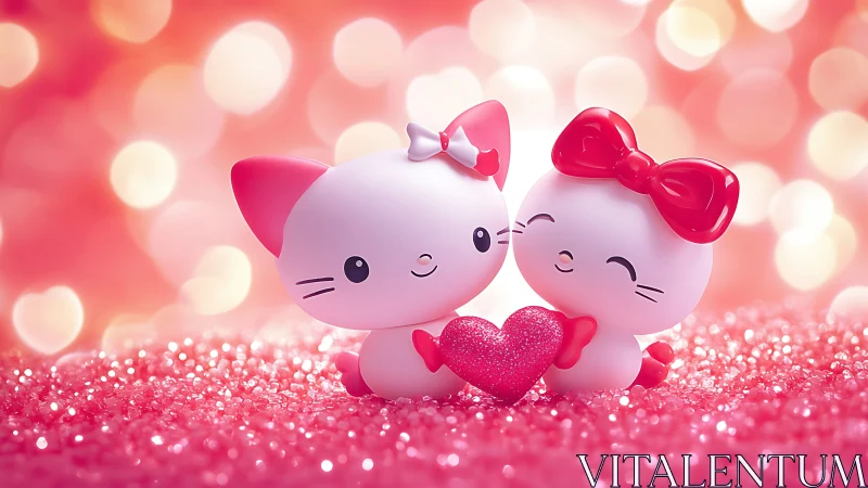 Two Adorable Pink Kittens Sharing a Glittery Love Story.