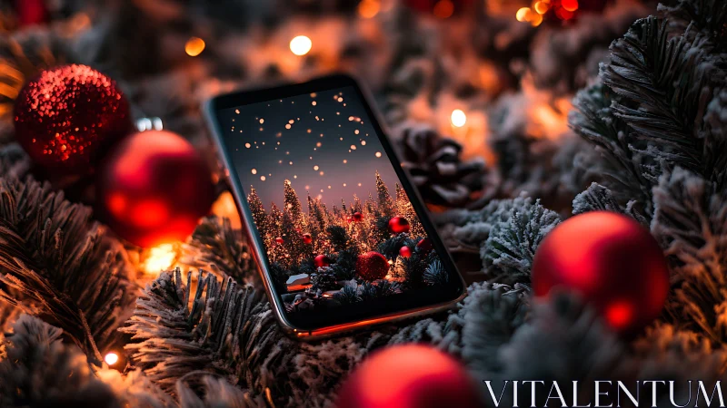 Tiny digital forest unwraps Christmas inside a glowing phone