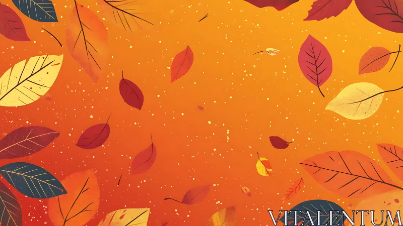 Amber sky of drifting autumn leaves in playful orbit.