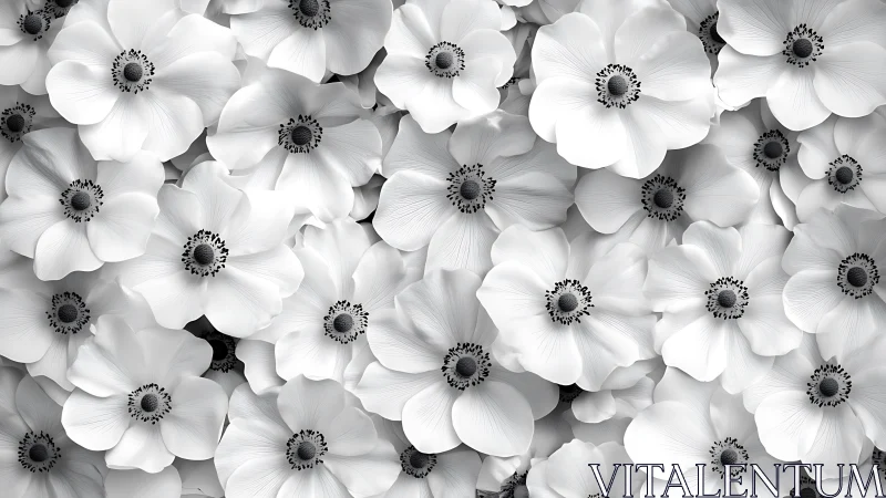 Delicate White Blooms Cascade in Elegant Monochrome Harmony