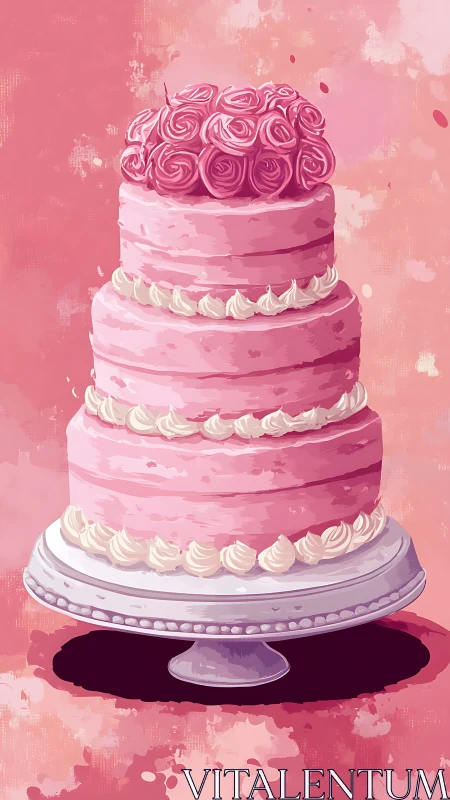 Three-Tiered Pink Cake With Stunning Rose Toppers