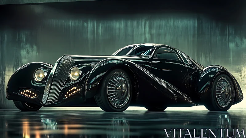 Sculpted midnight coupe fusing vintage grace and future speed.