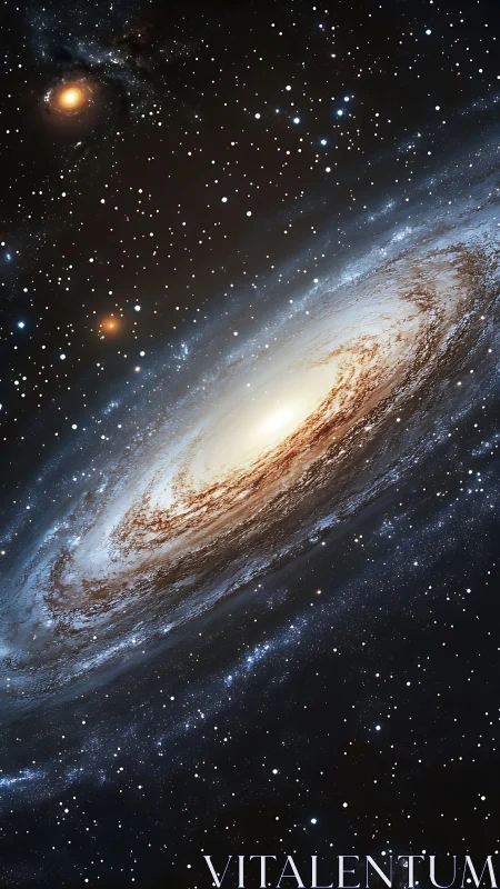 Spiraling galactic whirl with ember-bright stellar heart.