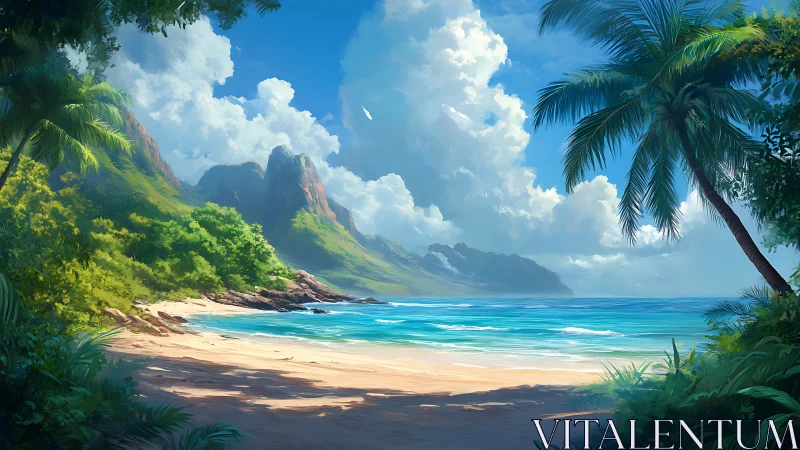 Tropical Cove: Verdant Cliffs Meet Pristine Waters.