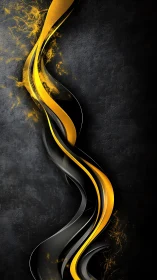 Golden ribbon glow dancing across deep charcoal black.