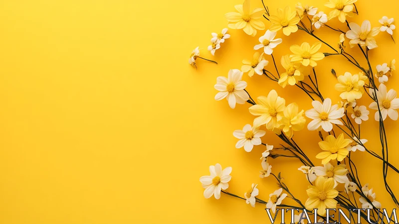 Floral Composition: Yellow Blooms on Graduated Background.
