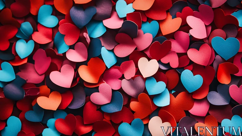 Layered Heart Shapes in Multiple Colors on Dark Background