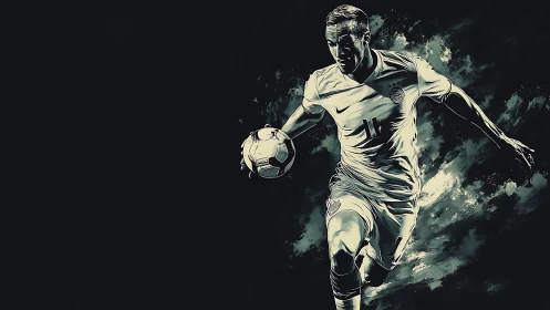 Midnight striker carves light through a storm of brushstrokes