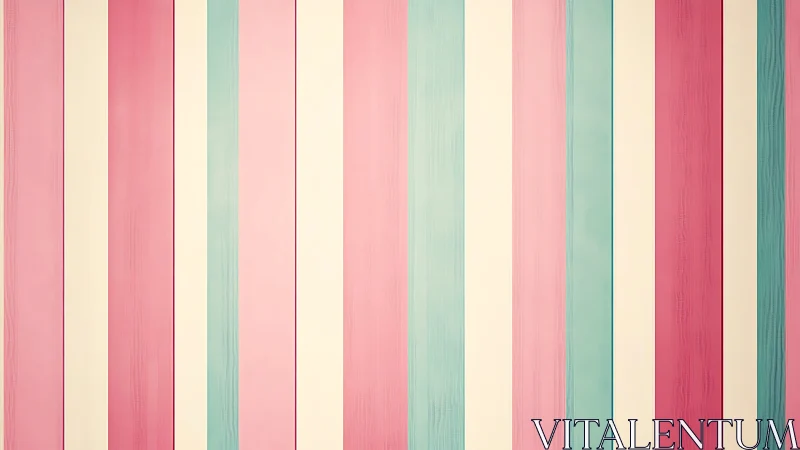 Vertical pastel stripes in pink, teal, and cream pattern.