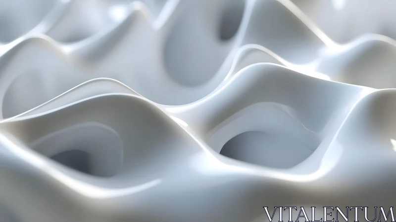 Smooth white 3D abstract waves with soft lighting and glossy finish.