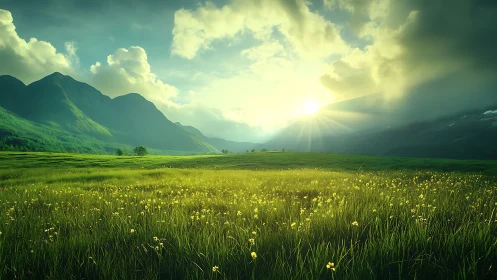 Sunrise spills liquid gold across a whispering mountain meadow