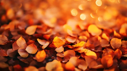 Autumn leaves glow warmly in soft golden evening light