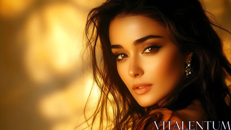 Golden hour digital portrait renders luminous cinematic glow