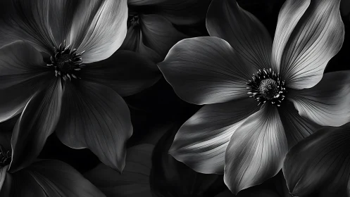 Monochromatic Cosmos: Delicate Petals Against Obsidian Void.