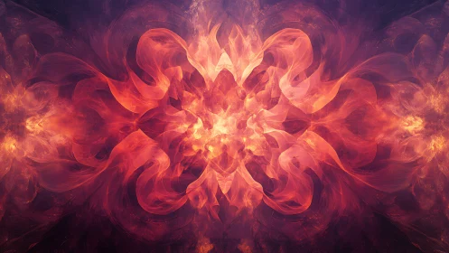 Blossom of Fire: swirling petals in glowing nebula light.