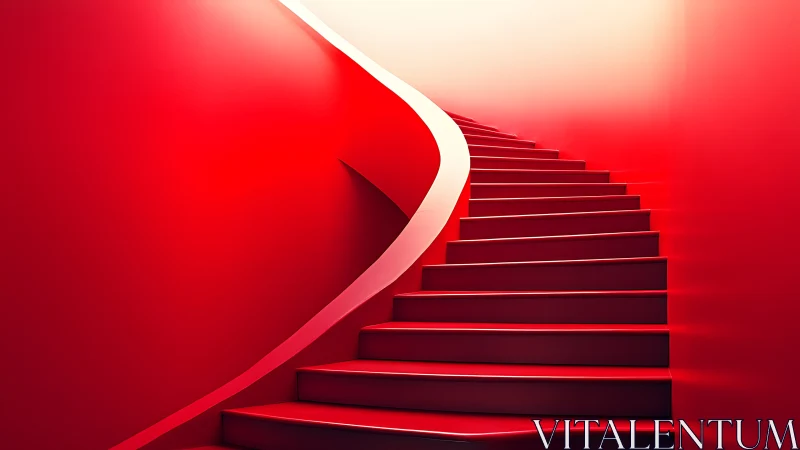 Monolithic Staircase in Crimson Volumetric Space.