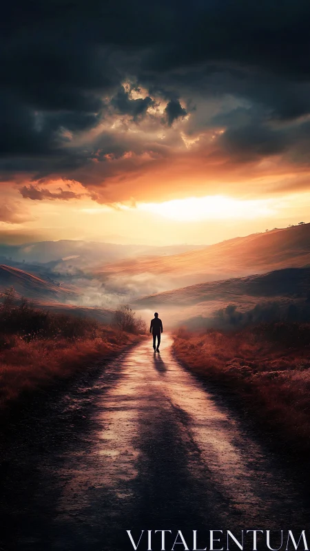 Evening walk toward a glowing, hope filled horizon.