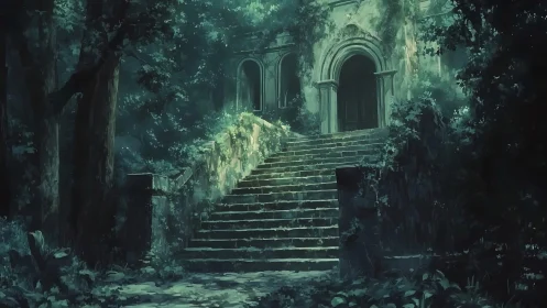 Silent stone staircase invites the forest to reclaim memory