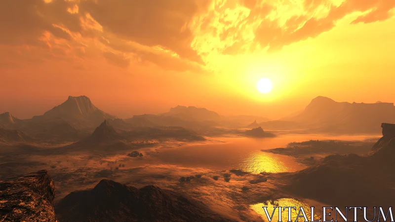 Molten desert sun ignites vast sculpted canyon basin.