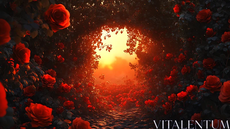 Red Rose Tunnel with Central Light Source Gradient