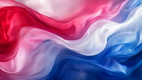 Abstract tricolor fabric waves in red, white, and blue.