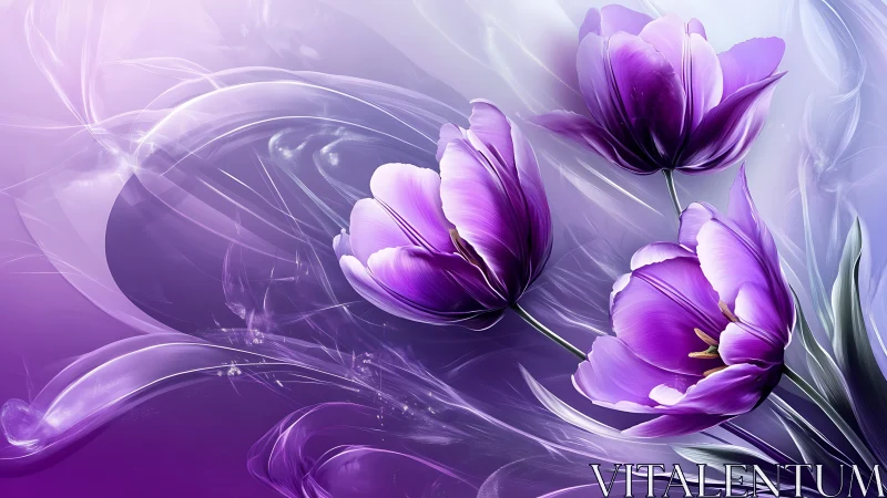 Purple Tulip Rendering with Dynamic Ethereal Fluid Effects