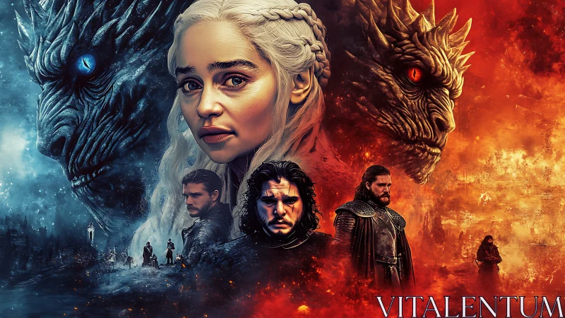 Fiery and frozen forces circle determined fantasy heroes