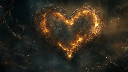 Inferno Heart: Molten Love Burning Through Cosmic Darkness.