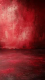 Red textured wall and floor form an abstract interior plane