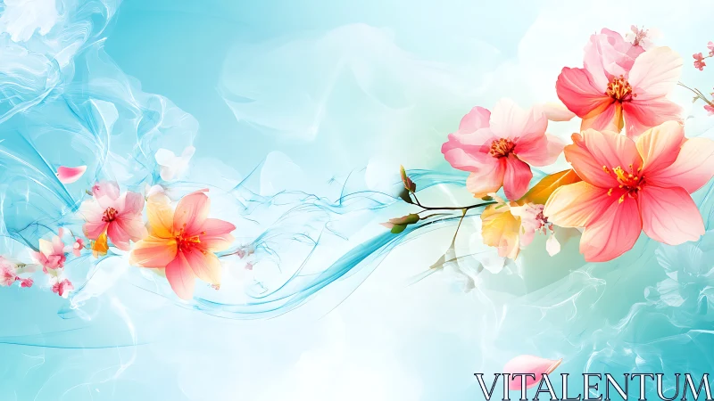 Coral Blooms Dance Through Turquoise Reverie.