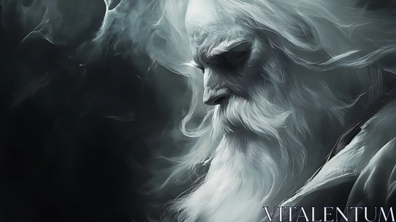 Storm-breathing elder carves silence into swirling shadow